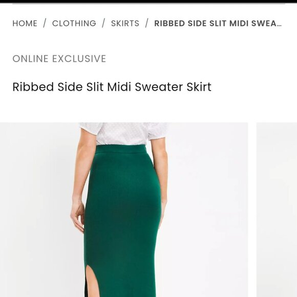 NWT LOFT Ribbed Side Slit Midi Sweater Skirt - Picture 3 of 4
